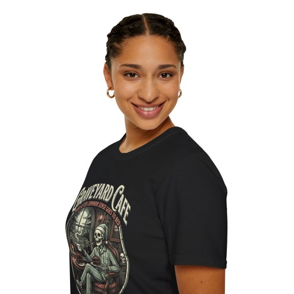 10869413853860562910_2048.jpeg Graveyard Cafe T-Shirt — Vintage Skeleton Coffee Shop Tee