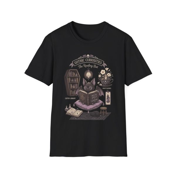 12803462427190061996_2048.jpeg Gothic Curiosities 'The Reading Bat' T-Shirt — Dark Bookish Gothic Tee