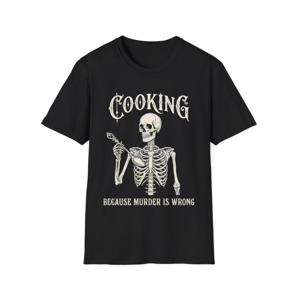 Cooking T-Shirt — Skeleton 'Because Murder Is Whey' Dark Humour Tee