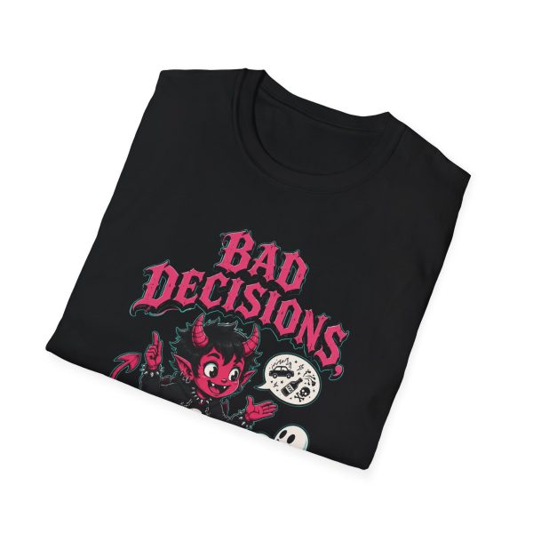 Bad Decisions, Great Stories T-Shirt — Retro Devil Cartoon Graphic Tee