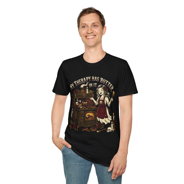 My Therapy Has Butter In It T-Shirt — Vintage Baker Cooking Humor Tee