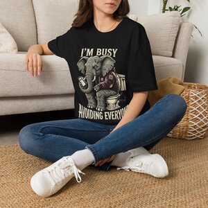14119414753636897828_2048.jpeg I'm Busy Avoiding Everyone Elephant T-Shirt — Funny Tee