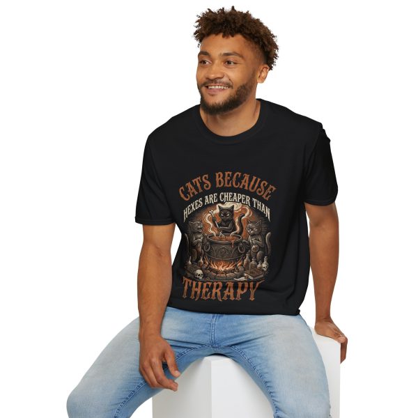 14976975739812697817_2048.jpeg Cats Because Hexes Are Cheaper Than Therapy T-Shirt