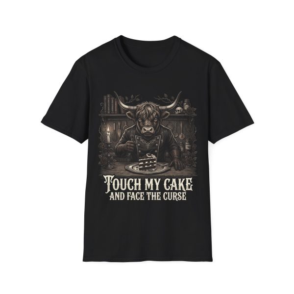 15019426494347272885_2048.jpeg Touch My Cake T‑Shirt — Gothic Highland Cow Graphic Tee