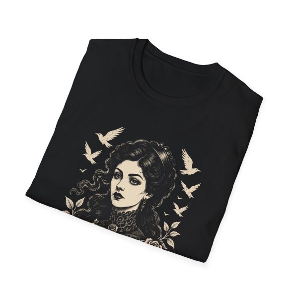 15344969613076013937_2048.jpeg Vintage Gothic Portrait T-Shirt — Victorian Woman with Doves & Roses