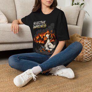 15799052701131936127_2048.jpeg Selective Awareness Graphic Tee — Funny Burnout Flaming Duck T-Shirt