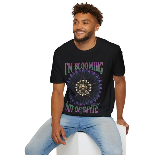 I’m Blooming T‑Shirt — Gothic Floral Skull Sunflower Graphic Tee