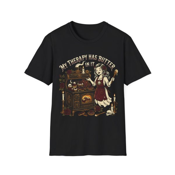 My Therapy Has Butter In It T-Shirt — Vintage Baker Cooking Humor Tee