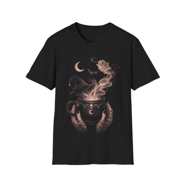 Witchy Cauldron Ghost T-Shirt — Mystic Smoke Halloween Tee