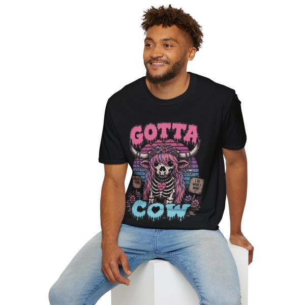 Gotta Cow Skull Tee — Pink Goth Cow Graphic T-Shirt