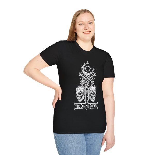 Eclipse Ritual T-Shirt — Gothic Moon & Skull Crossbones Tee