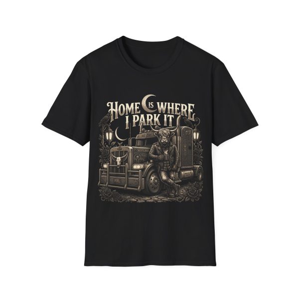 Trucker T‑Shirt — "Home Is Where I Park It" Vintage Semi Truck Tee