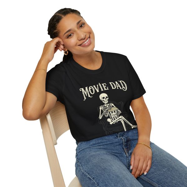 Movie Dad T-Shirt — Retro Skeleton Popcorn Tee for Film-Loving Fathers