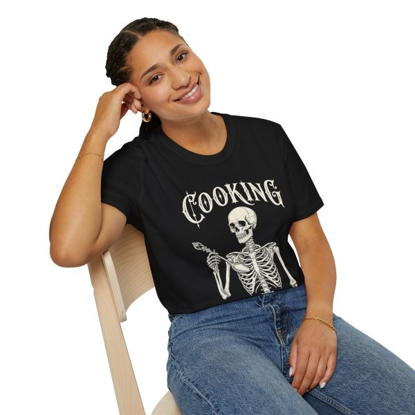 Cooking T-Shirt — Skeleton 'Because Murder Is Whey' Dark Humour Tee
