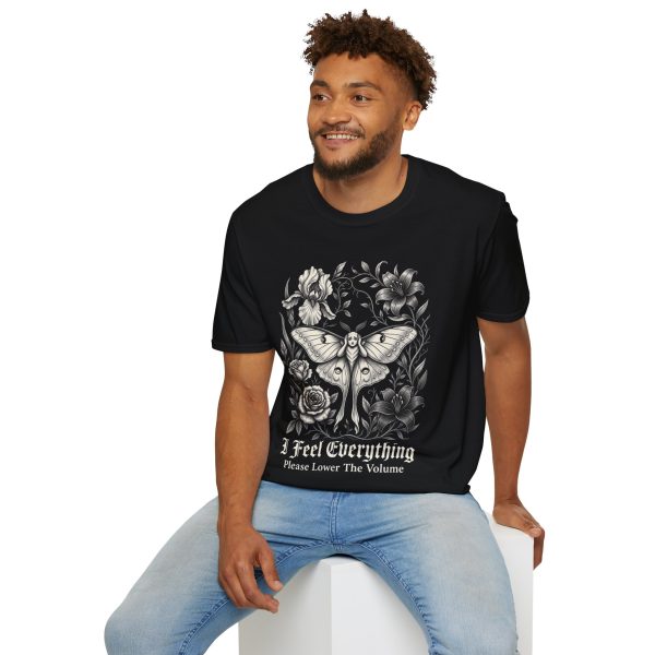 Moth & Moonflower T-Shirt — "I Feel Everything" Floral Gothic Tee