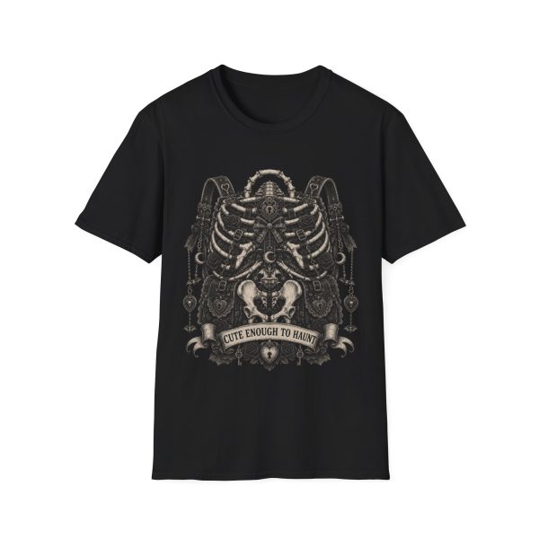 Gothic Ribcage Graphic T‑Shirt — 'Cute Enough To Haunt' Tee