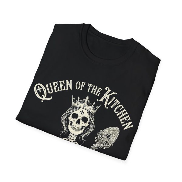 Queen of the Kitchen T-Shirt — Skull Crown Skeleton Chef Graphic Tee