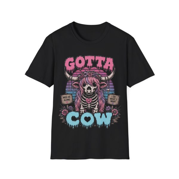 Gotta Cow Skull Tee — Pink Goth Cow Graphic T-Shirt