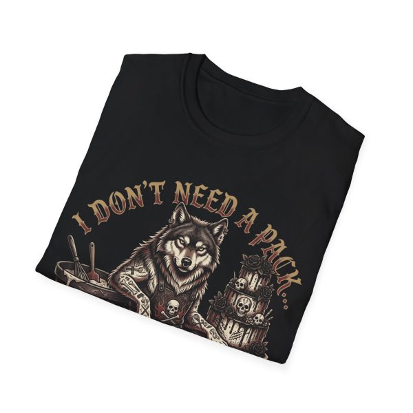 Wolf Graphic T-Shirt — "I Don't Need a Pack, I Need a Bakery"
