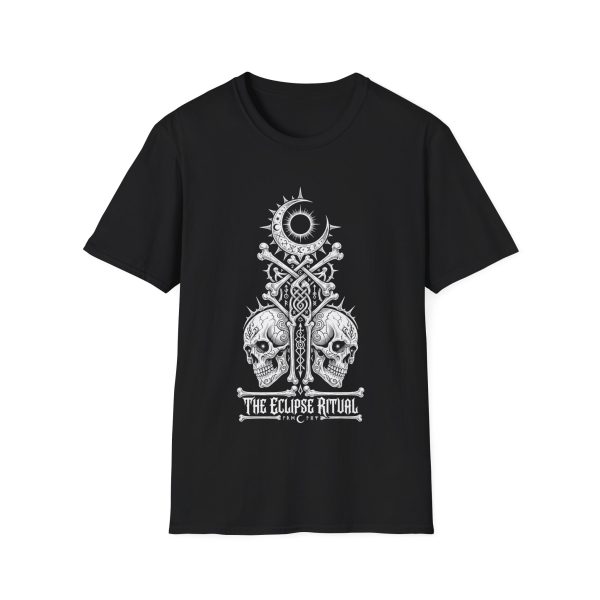 Eclipse Ritual T-Shirt — Gothic Moon & Skull Crossbones Tee