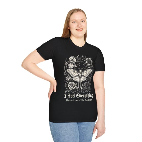 Moth & Moonflower T-Shirt — "I Feel Everything" Floral Gothic Tee