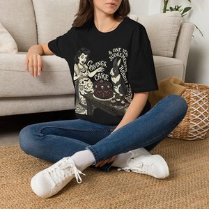7271643121424825606_2048.jpeg Vintage Alice & Rabbit Cake T-Shirt — "Cravings, Cake & One Very Judgmental Rabbit"