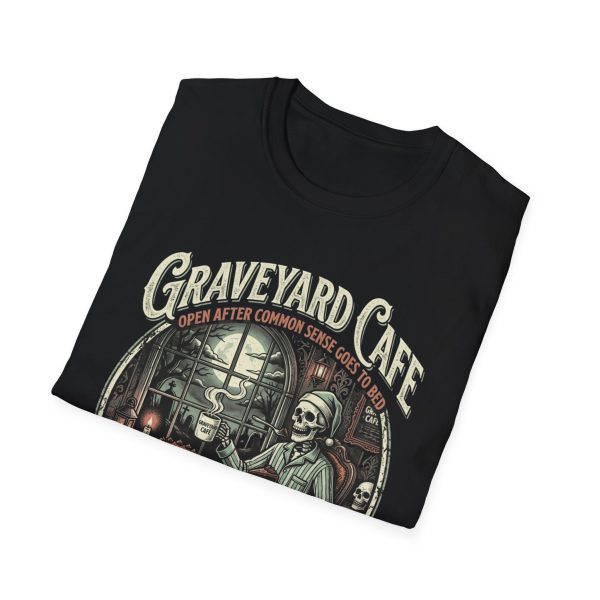 7411536619089367465_2048.jpeg Graveyard Cafe T-Shirt — Vintage Skeleton Coffee Shop Tee