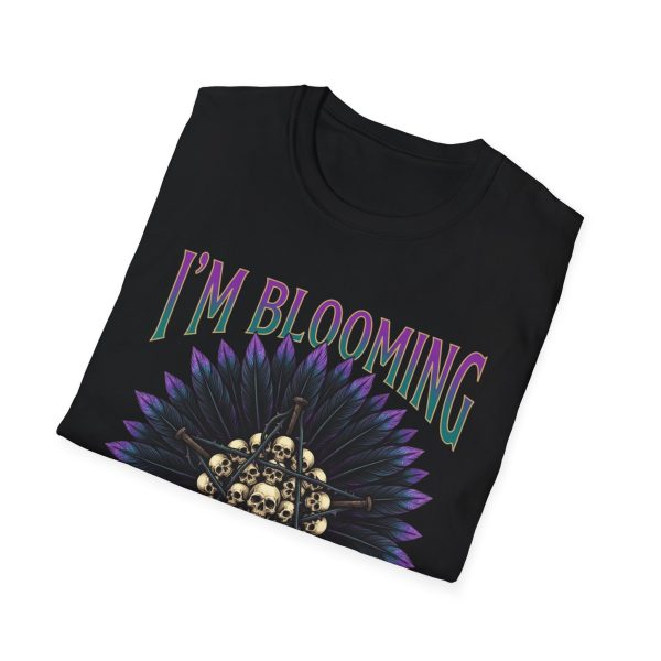 I’m Blooming T‑Shirt — Gothic Floral Skull Sunflower Graphic Tee