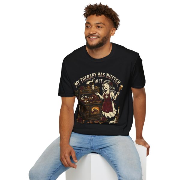 My Therapy Has Butter In It T-Shirt — Vintage Baker Cooking Humor Tee