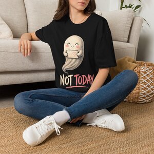 Not Today Ghost T-Shirt — Cute Holding Heart Graphic Tee