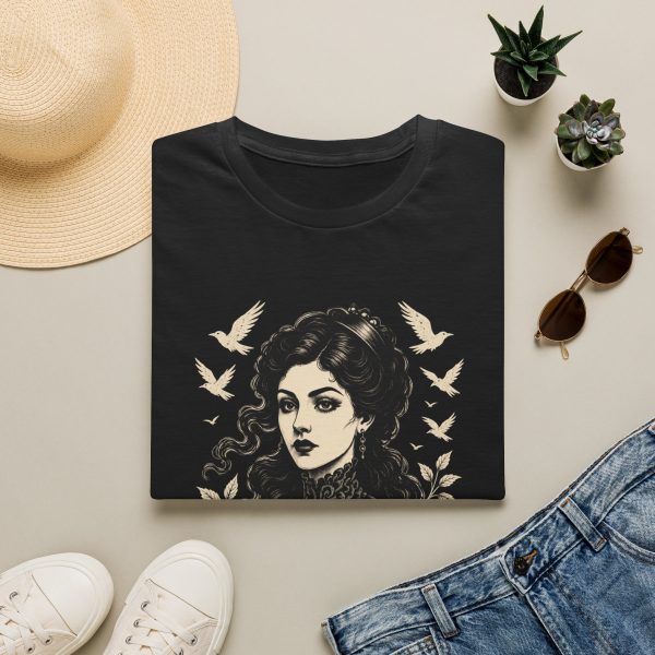9551978398475912145_2048.jpeg Vintage Gothic Portrait T-Shirt — Victorian Woman with Doves & Roses