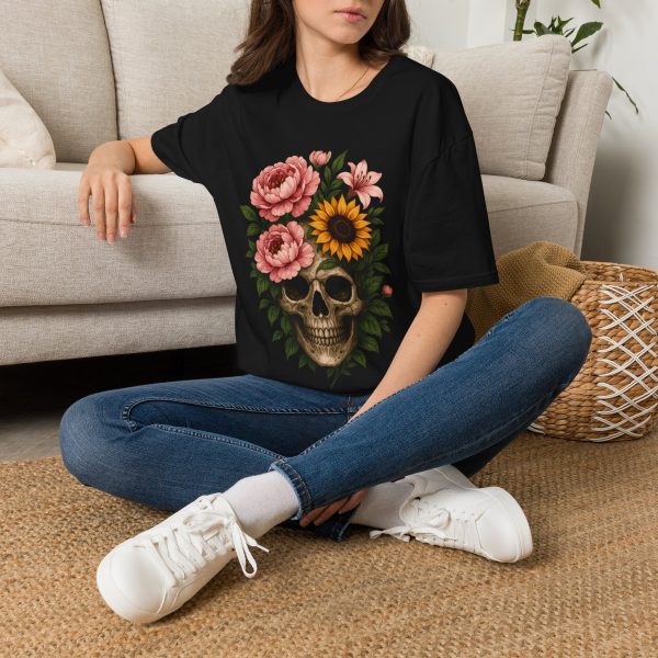 Skull Floral T-Shirt — Sunflower & Peony Garden Graphic