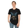 Moth & Skull Graphic T-Shirt – Blue Wing Gothic Butterfly Tee