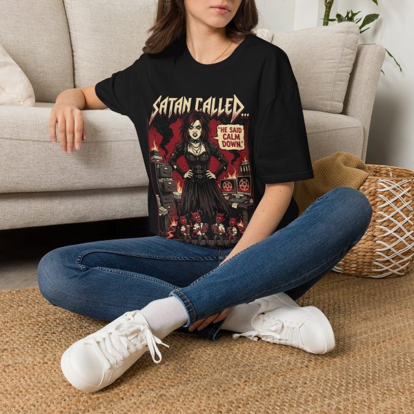 10219837181397748631_2048.jpeg Satan Called T-Shirt — Goth Humor Graphic Tee (“He Said Calm Down”)