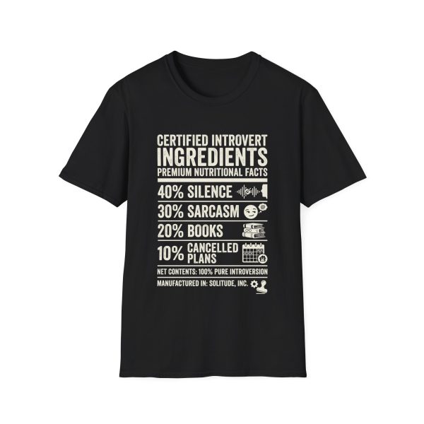 Certified Introvert Ingredients T-Shirt — Funny Introvert Nutritional Facts Tee
