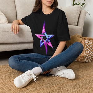 Star Prism T-Shirt — Neon Geometric Pentagram Tee