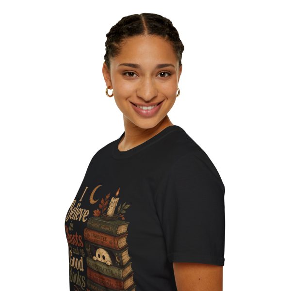 10803391610286126381_2048.jpeg I Believe in Ghosts and Good Books T-Shirt — Halloween Book Lover Tee
