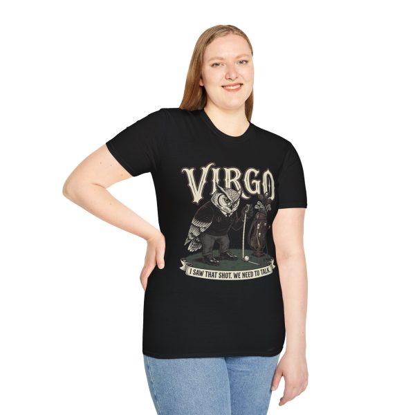 Virgo Owl T-Shirt — Zodiac Astrology Tee with 'Virgo' Graphic