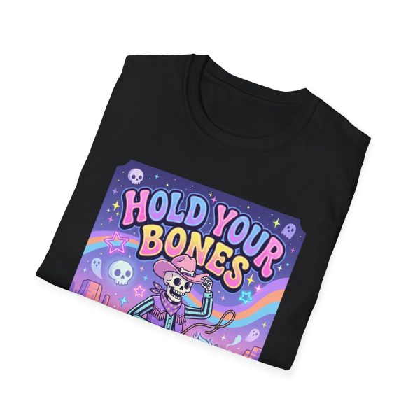 12111586176983894876_2048.jpeg Hold Your Bones T-Shirt — Colorful Skeleton Cowboy Graphic Tee