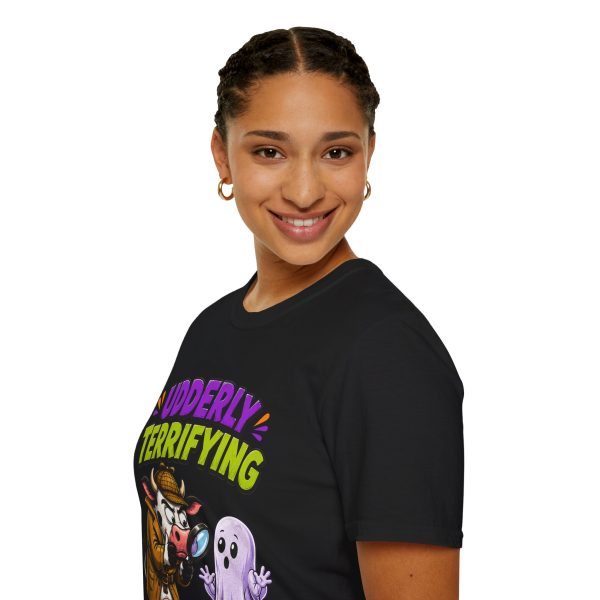 12845025202363650317_2048.jpeg T-Shirt — "Udderly Terrifying" Funny Cow & Ghost Halloween Tee