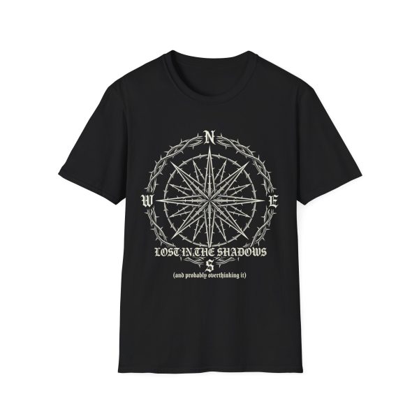 Compass Rose Graphic T‑Shirt — 'Lost in the Shadows' Gothic Nautical Tee