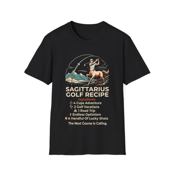Sagittarius Golf Recipe T-Shirt — Centaur Archer Golfing Zodiac Tee