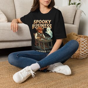 13086349758127042426_2048.jpeg Spooky Business T-Shirt — Cute Ghost & Bull Halloween Shirt