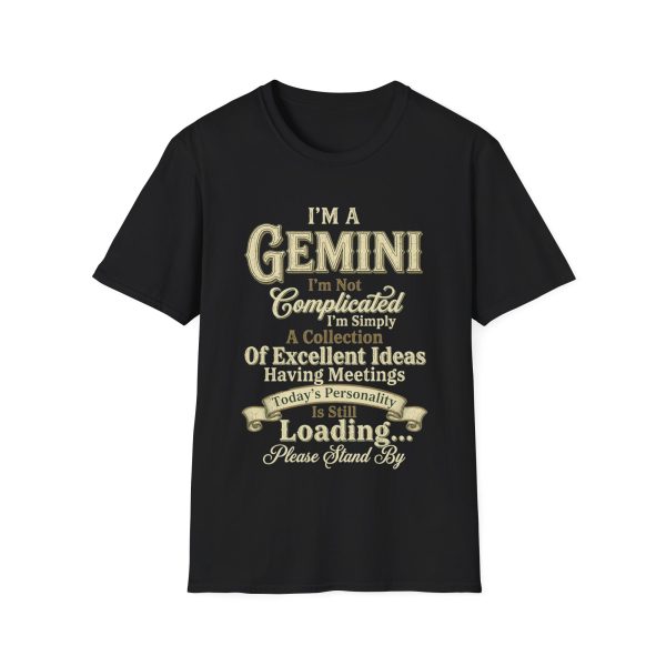 Gemini Zodiac T-Shirt — "I'm a Gemini, I'm Not Complicated" Funny Tee