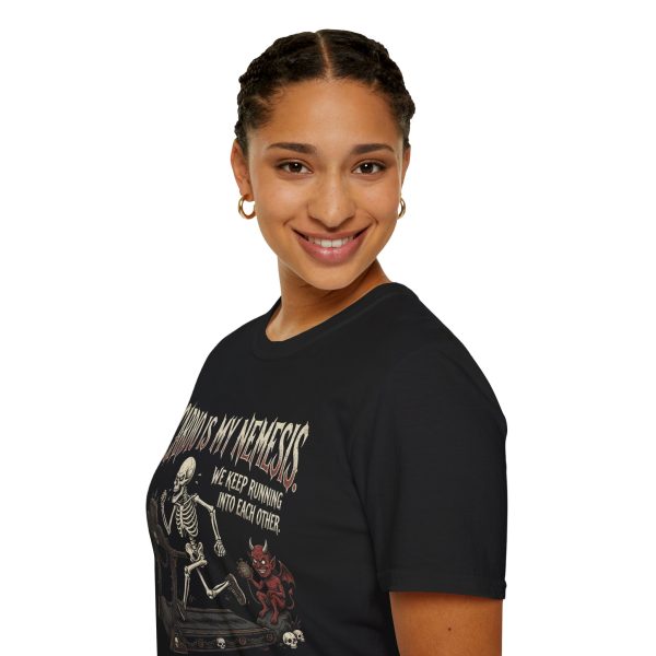 Cardio Is My Nemesis T-Shirt — Skeleton Running on Treadmill Funny Gym Tee