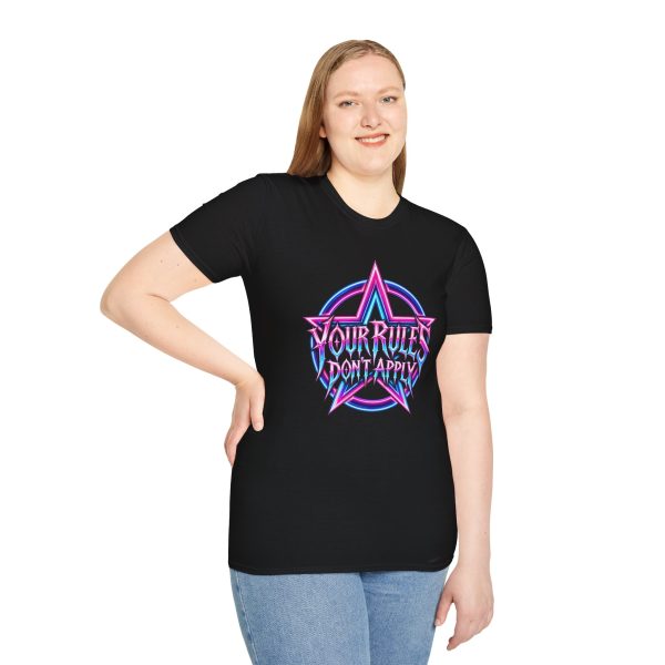 T-Shirt — "Your Rules Don’t Apply" Neon Pentagram Graphic Tee