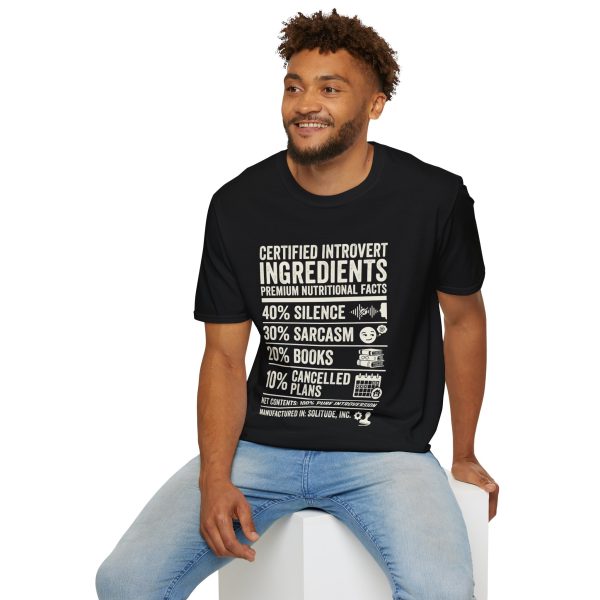 Certified Introvert Ingredients T-Shirt — Funny Introvert Nutritional Facts Tee
