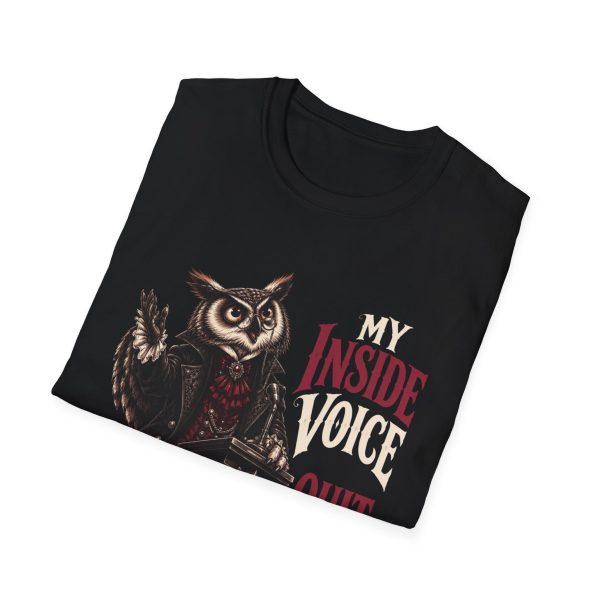 T-Shirt — "My Inside Voice" Owl Graphic Tee (Funny Sarcastic Statement)