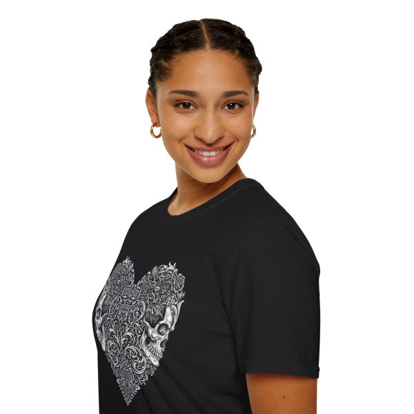 Skull Heart T-Shirt — Gothic Floral Skull Heart Graphic Tee