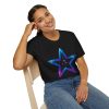 18292345553738707199_2048.jpeg Galaxy Star T-Shirt — Neon Blue Star with Cosmic Mushrooms Graphic